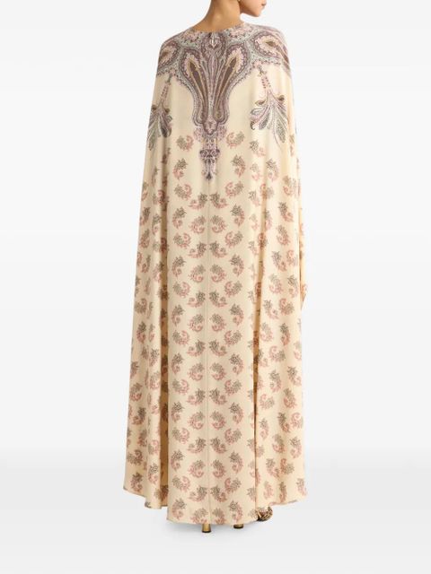 ETRO cape placed-print silk dress - Neutrals