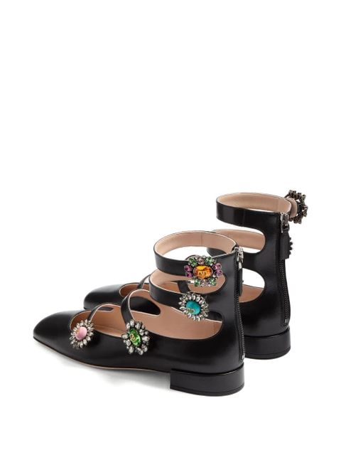 Valentino Garavani Preshoes jewel-buttons ballerina shoes - Black