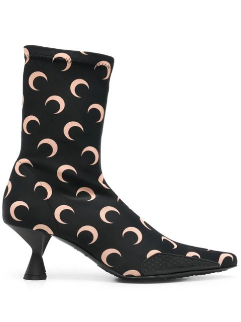 Marine Serre 60mm moon-printed jersey boots - Black - zdjęcie produktu nr 1
