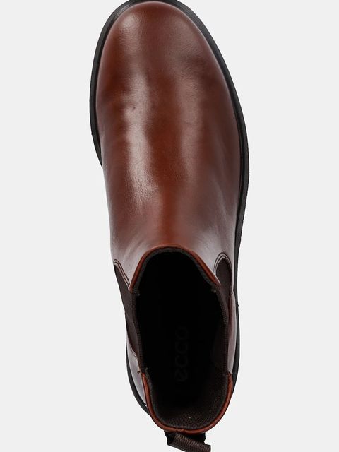 Ecco sztyblety skórzane Metro Vienna Chelsea damskie kolor brązowy na płaskim obcasie 231323-01014