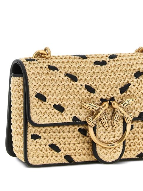 PINKO Love One Light chevron raffia small crossbody bag - Neutrals
