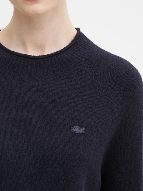 Lacoste sweter wełniany damski kolor granatowy lekki AF4160
