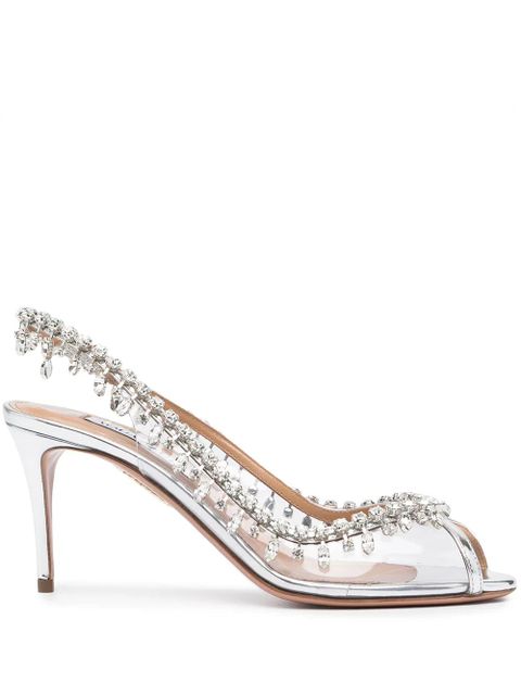Aquazzura embellished-trim open-toe pumps - Silver - zdjęcie produktu nr 1