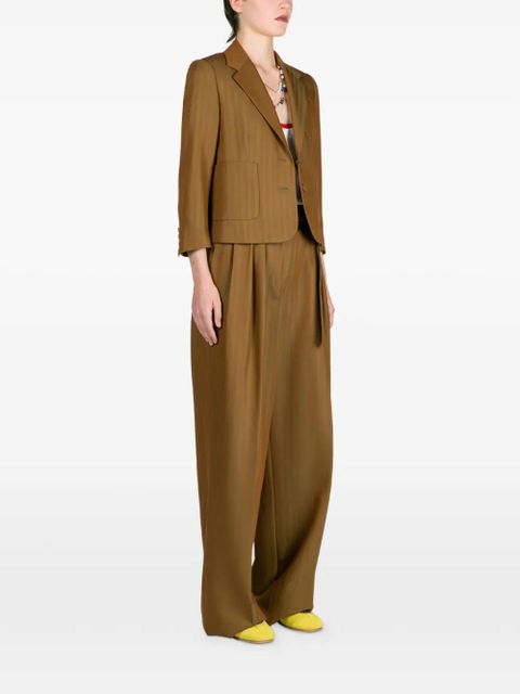 DRIES VAN NOTEN herringbone cropped blazer - Brown