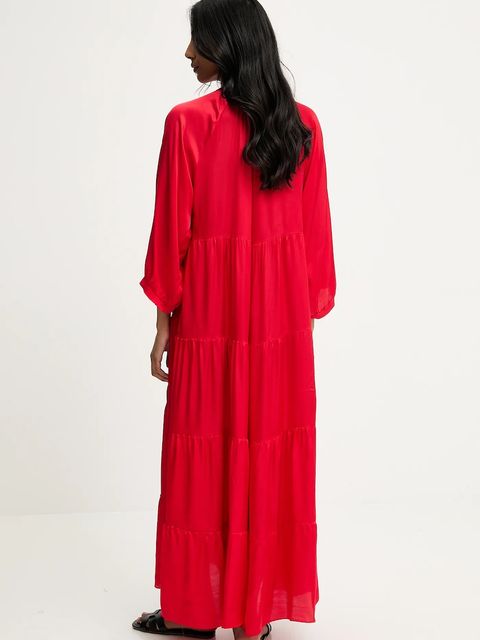 Answear.LAB sukienka kolor czerwony maxi rozkloszowana