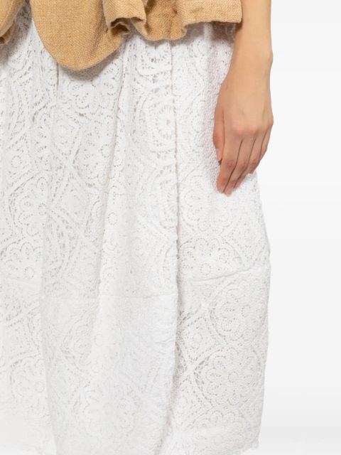 Comme Des Garçons floral-embroidered midi skirt - White