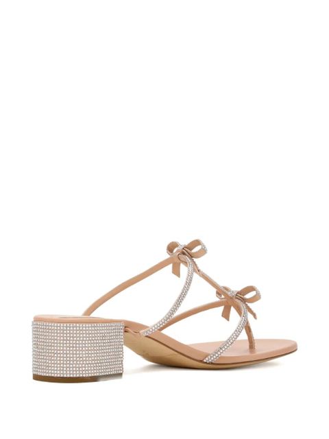 René Caovilla Caterina crystal bow sandals - Neutrals