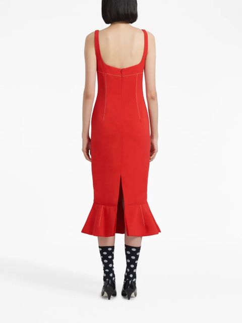 Marni flounce-hem sheath midi dress - Red