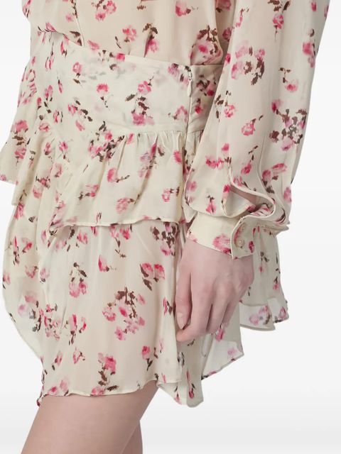 ISABEL MARANT ruffled floral mini skirt - Neutrals
