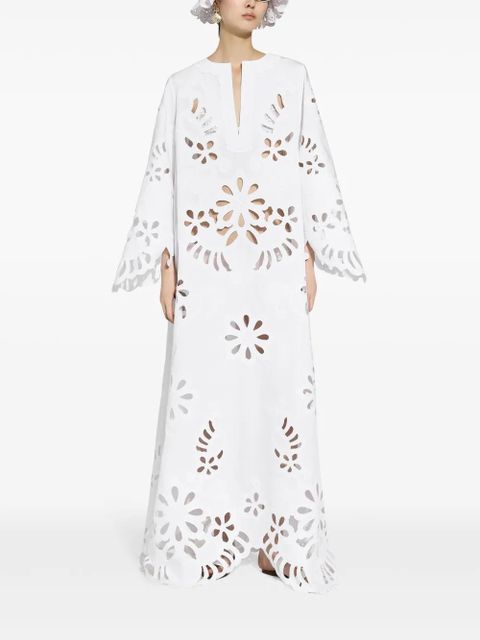 Dolce & Gabbana cut-out cotton kaftan dress - White