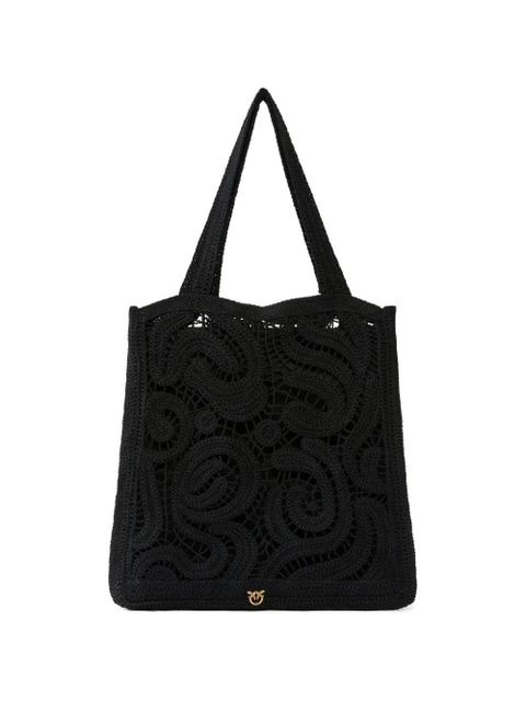 PINKO medium crocheted tote bag - Black - zdjęcie produktu nr 1
