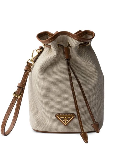 Prada canvas and leather pouch - Neutrals - zdjęcie produktu nr 1