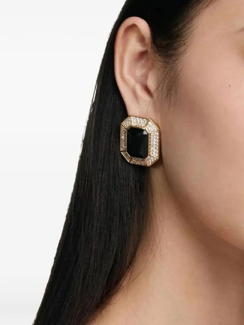 Self-Portrait crystal octagonal earrings - Gold