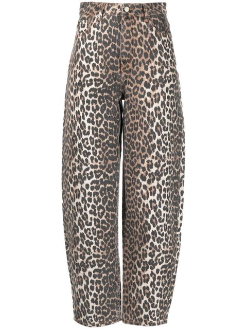 GANNI leopard-print tapered jeans - Neutrals