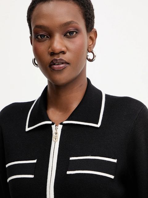 Liu Jo kardigan z domieszką jedwabiu damski kolor czarny TF5250.MS59L