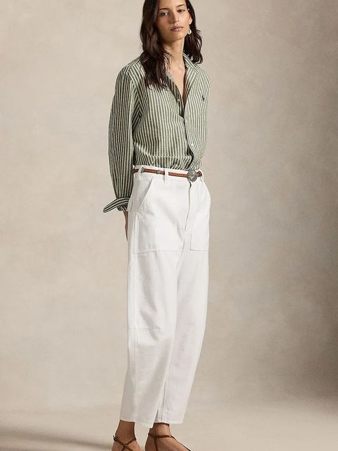 Polo Ralph Lauren koszula z dodatkiem lnu damska kolor zielony regular z kołnierzykiem klasycznym 211971514 - zdjęcie produktu nr 2