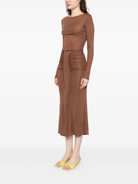 STAUD draped midi dress - Brown