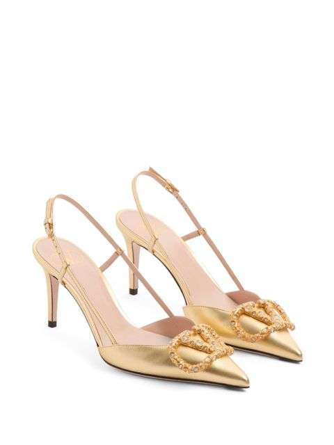 Valentino Garavani 80mm VLogo Signature slingback pumps - Gold