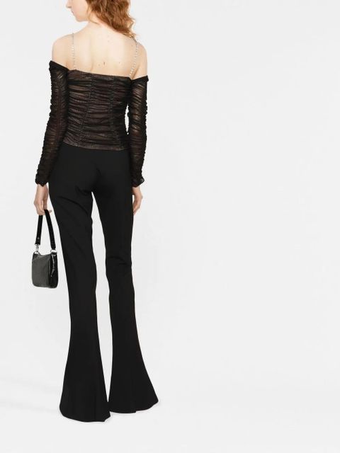 Self-Portrait crystal-embellished stretch-jersey top - Black - zdjęcie produktu nr 2