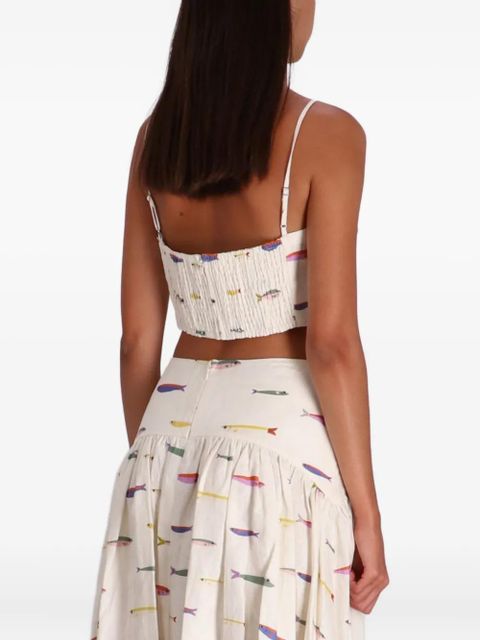 STAUD fishes-print spaghetti-straps top - Neutrals - zdjęcie produktu nr 2