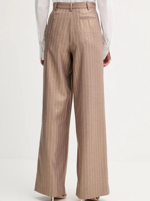 Fracomina spodnie damskie kolor beżowy szerokie high waist FS25WV3006W479T4