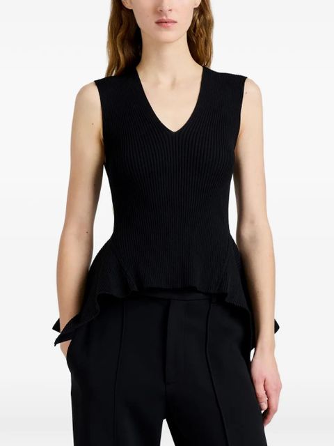 Proenza Schouler Eugenie ribbed V-neck top - Black