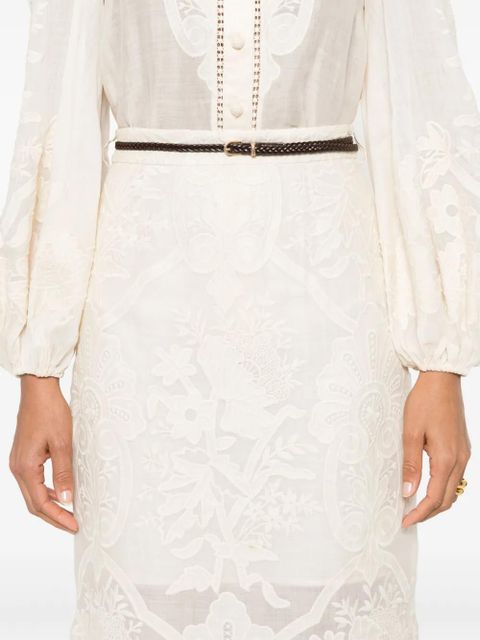 ZIMMERMANN Ottie embroidered midi skirt - Neutrals - zdjęcie produktu nr 2