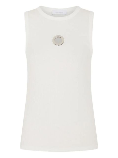 Rabanne eyelet-detail ribbed tank top - White - zdjęcie produktu nr 1