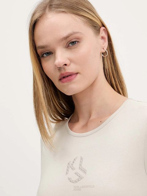 Karl Lagerfeld Jeans t-shirt damski kolor beżowy A4W17018