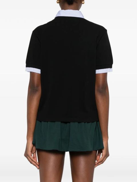 Miu Miu striped-trim piquet polo top - Black