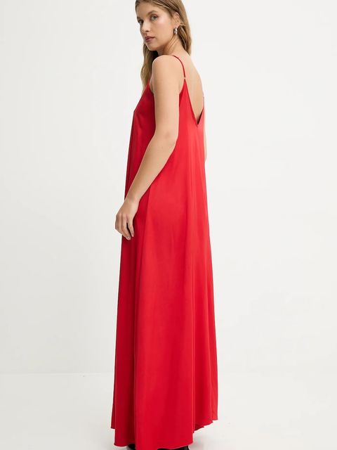 Answear.LAB sukienka kolor czerwony maxi rozkloszowana