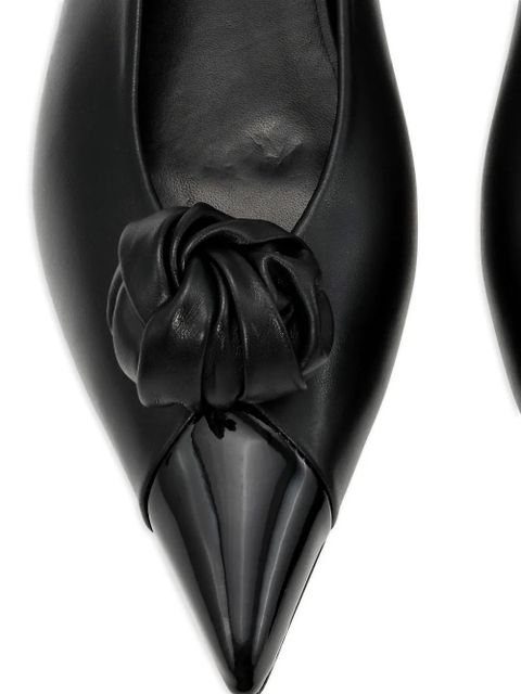 ROTATE BIRGER CHRISTENSEN knot-appliqué leather ballet flats - Black