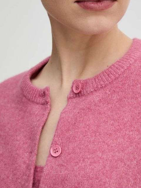 Samsoe Samsoe kardigan wełniany NOR kolor różowy lekki F16422744
