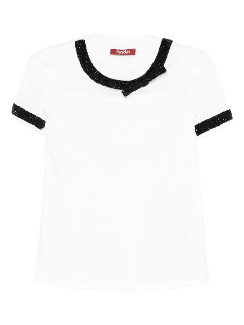 Max Mara embellished-neckline cotton T-shirt - White - zdjęcie produktu nr 1