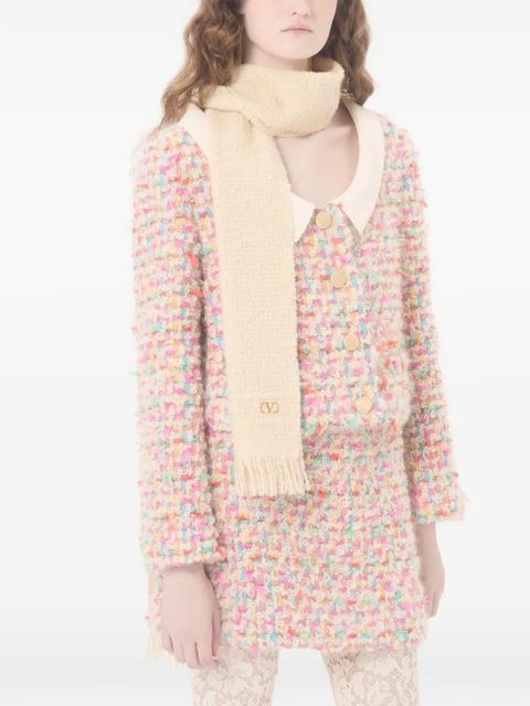 Valentino Garavani logo-plaque jacquard scarf - Neutrals