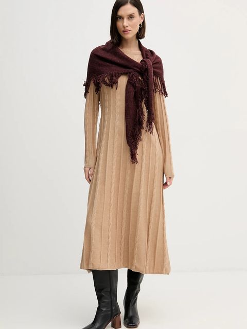 Pedro del Hierro sukienka kolor beżowy midi rozkloszowana 6192940 - zdjęcie produktu nr 2