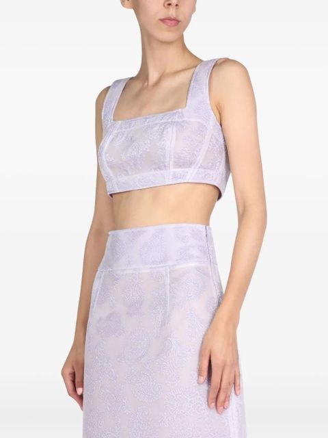 Jil Sander square-neck paisley-pattern top - Purple