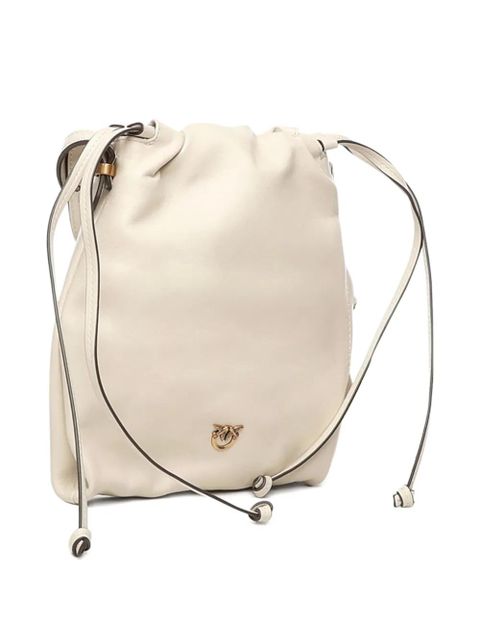 PINKO drawstring logo shoulder bag - Neutrals
