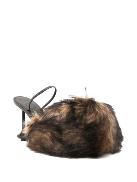LOEWE 90mm braided-strap fur sandals - Brown