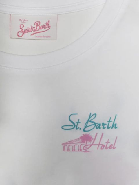 MC2 Saint Barth logo-print fringed mini dress - White