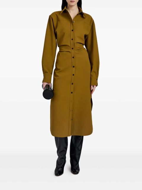 Proenza Schouler button-down cinched shirt midi day dress - Brown
