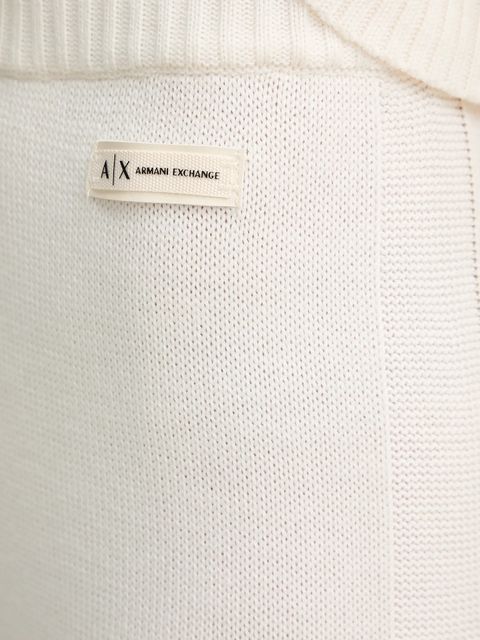 Armani Exchange spodnie z dodatkiem wełny damskie kolor beżowy proste high waist XW000769 AF13774