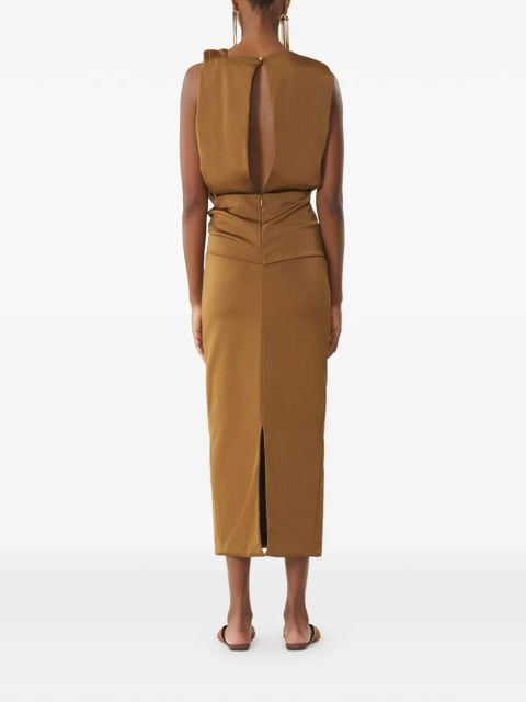 Lanvin twisted-detail sleeveless midi dress - Brown