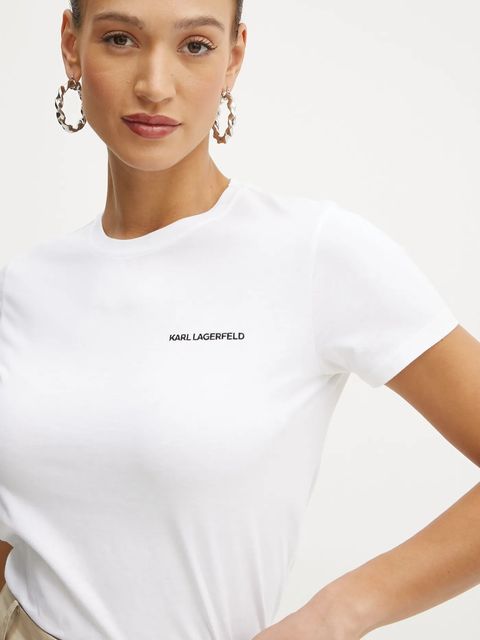 Karl Lagerfeld t-shirt bawełniany ESSENTIAL damski kolor biały A1W17019