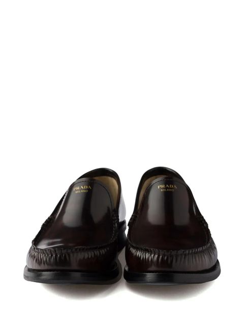 Prada brushed leather loafers - Brown