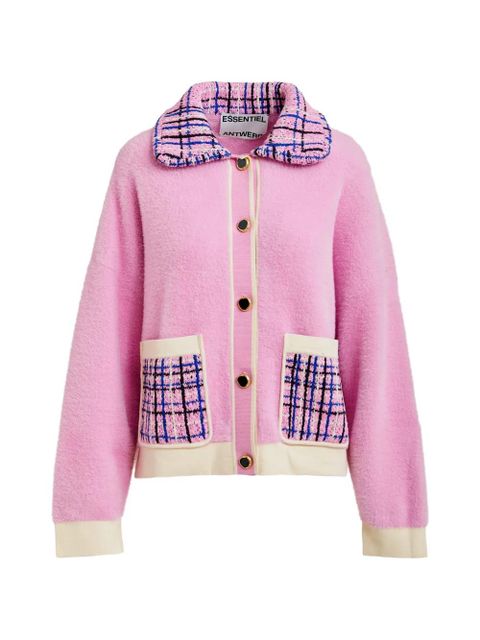 Essentiel Antwerp tweed-collar patch-pocket cardigan - Pink - zdjęcie produktu nr 1