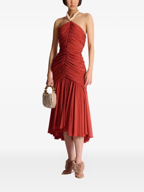 Balmain ruched halterneck midi dress - Red - zdjęcie produktu nr 2