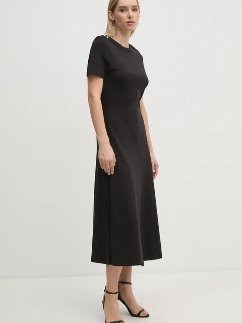 Tommy Hilfiger sukienka bawełniana kolor czarny midi rozkloszowana WW0WW42917