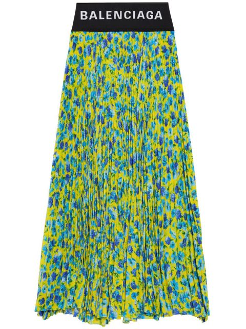 Balenciaga floral-print pleated midi skirt - Blue - zdjęcie produktu nr 1