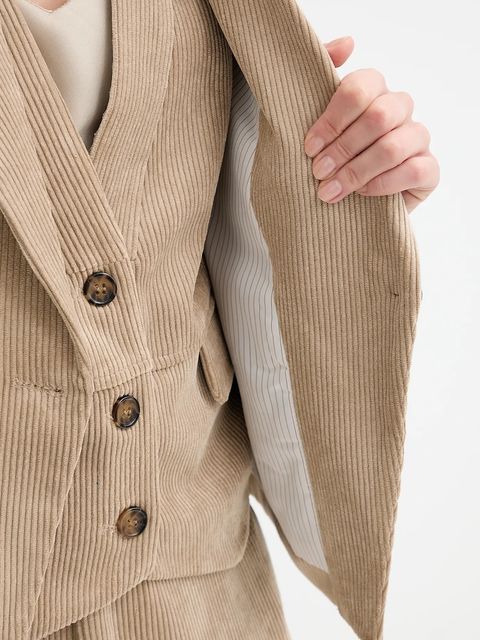 MUNTHE marynarka sztruksowa LAWO kolor brązowy jednorzędowa gładka 253152125310